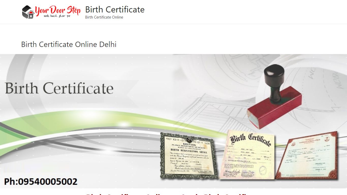 Birth Certificate Online Delhi - Birth Certificate
