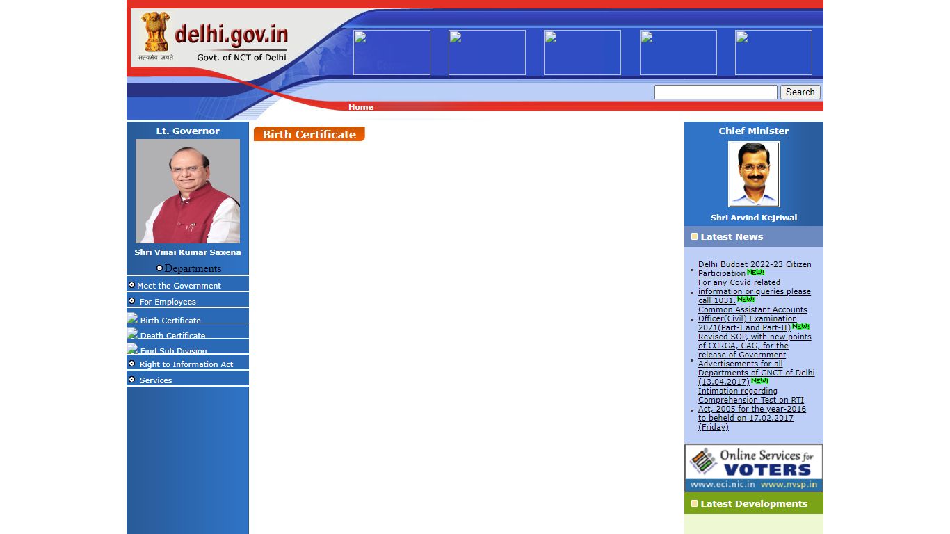 Birth Certificate - Delhi Govt Portal